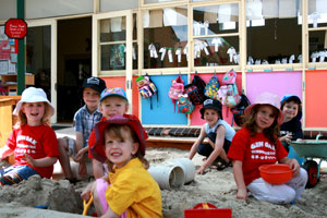 Playing in the sand pit